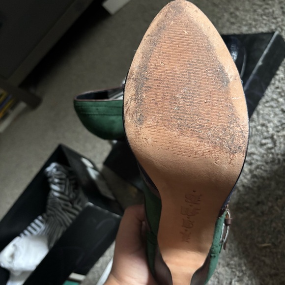 L.A.M.B. Green and Blue Vintage Heels with Brogue Details - Picture 6 of 6